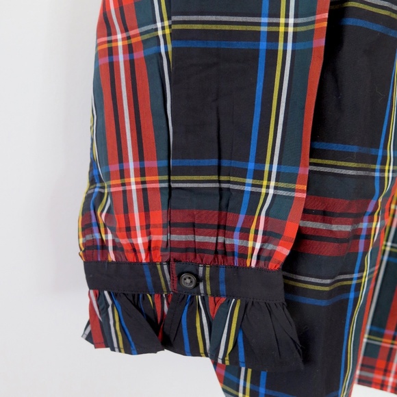 J. Crew NWT Size 20 Jeweled Button Ruffled Popover Top Stewart Tartan Plaid - Picture 7 of 13